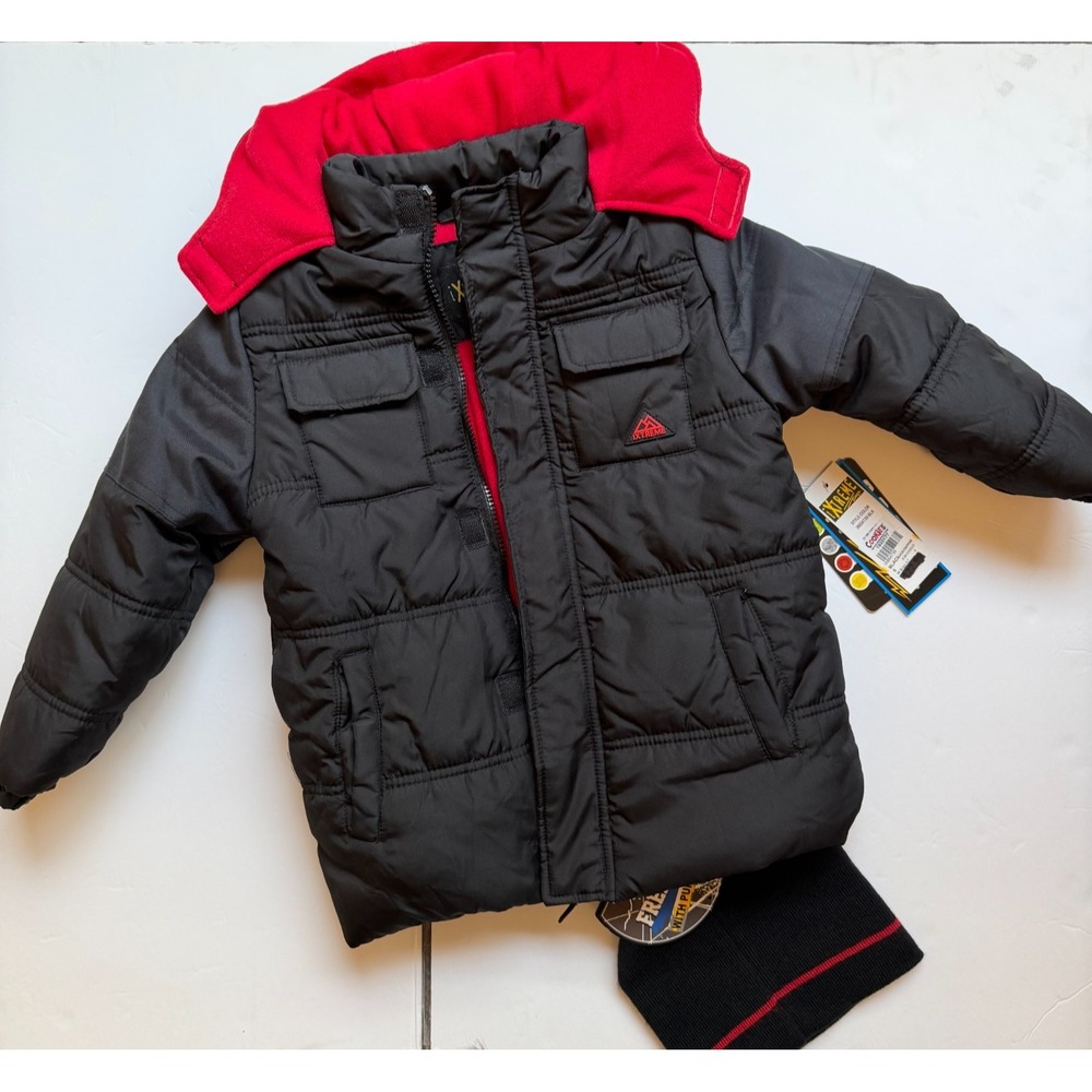 iXTREME Kids Puffer Jacket Black Size 5 Fleece Lined Coat Warm Outerwear
